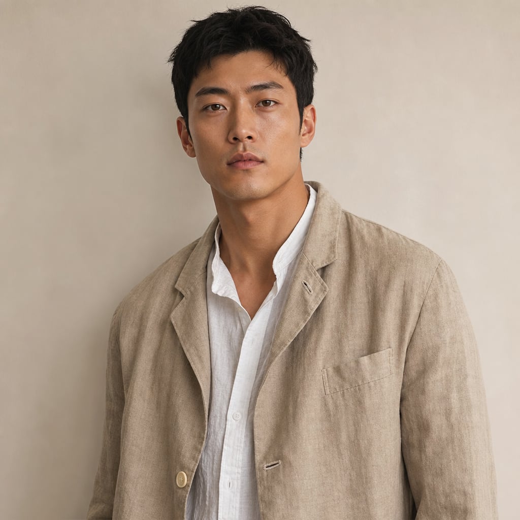 Linen Blazer Lightweight Open-Front Khaki – Full Look