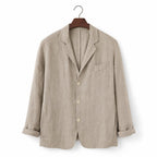 Linen Blazer Lightweight Open-Front Khaki – Product Photo