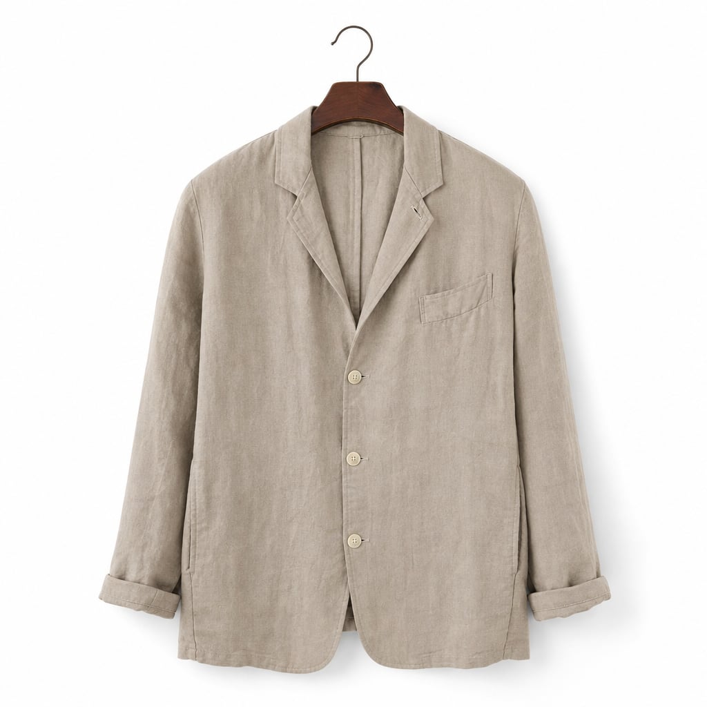 Linen Blazer Lightweight Open-Front Khaki – Product Photo
