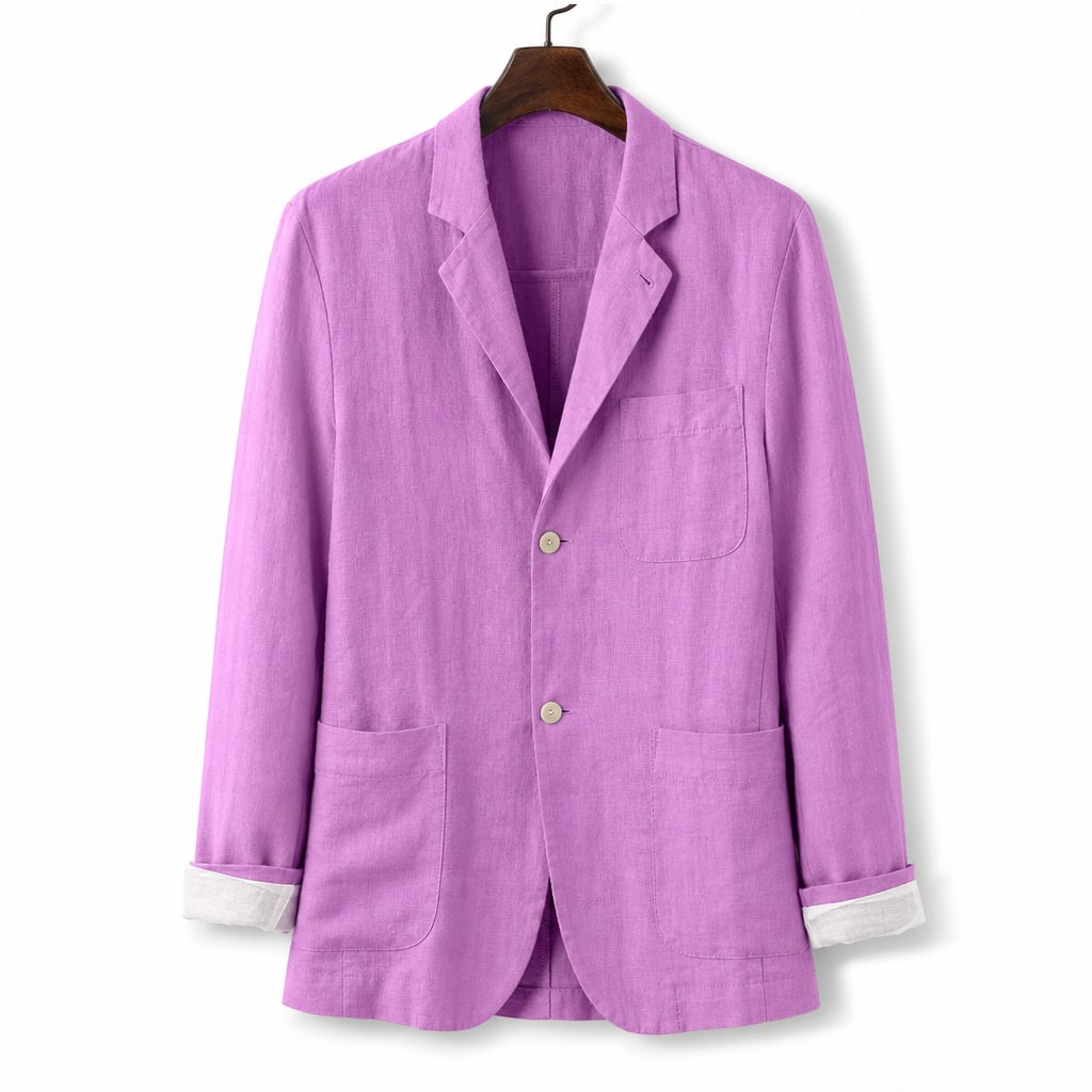 Linen Blazer Lightweight Open-Front Purple – Product Photo
