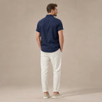 Linen Pants Men Utility Shirt Set 2-Piece Smart Casual Navy – Full Look