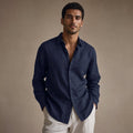 Linen Shirt Breathable Classic Fit Blu Scuro – Product Photo