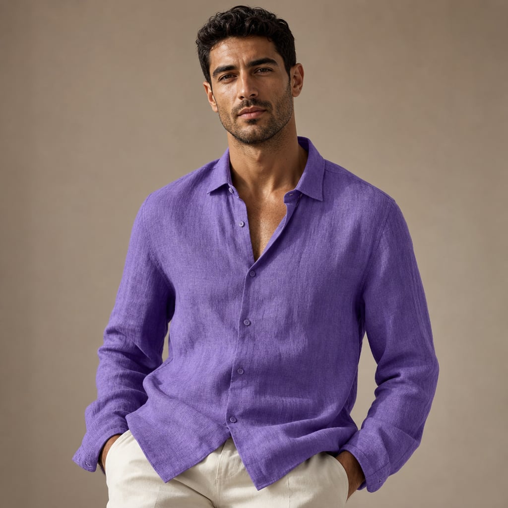 Linen Shirt Breathable Classic Fit Viola – Product Photo