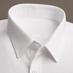 Long Sleeve Dress Shirt Pointed Collar Button Down in Black White – Fabric and Detail Close-Up