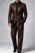 Lorcan | Jacquard Suit Satin Peak Lapel Black – Styled Editorial Shot