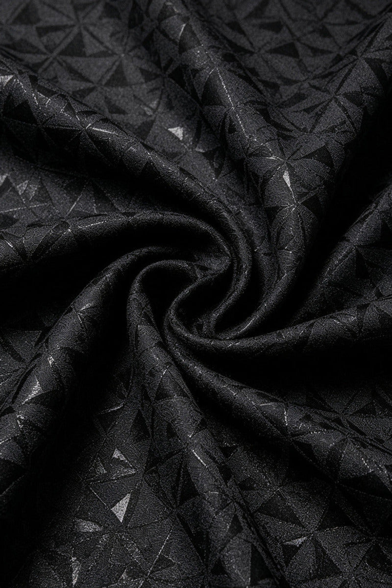 Lorcan | Jacquard Suit Satin Peak Lapel Black – Product Photo