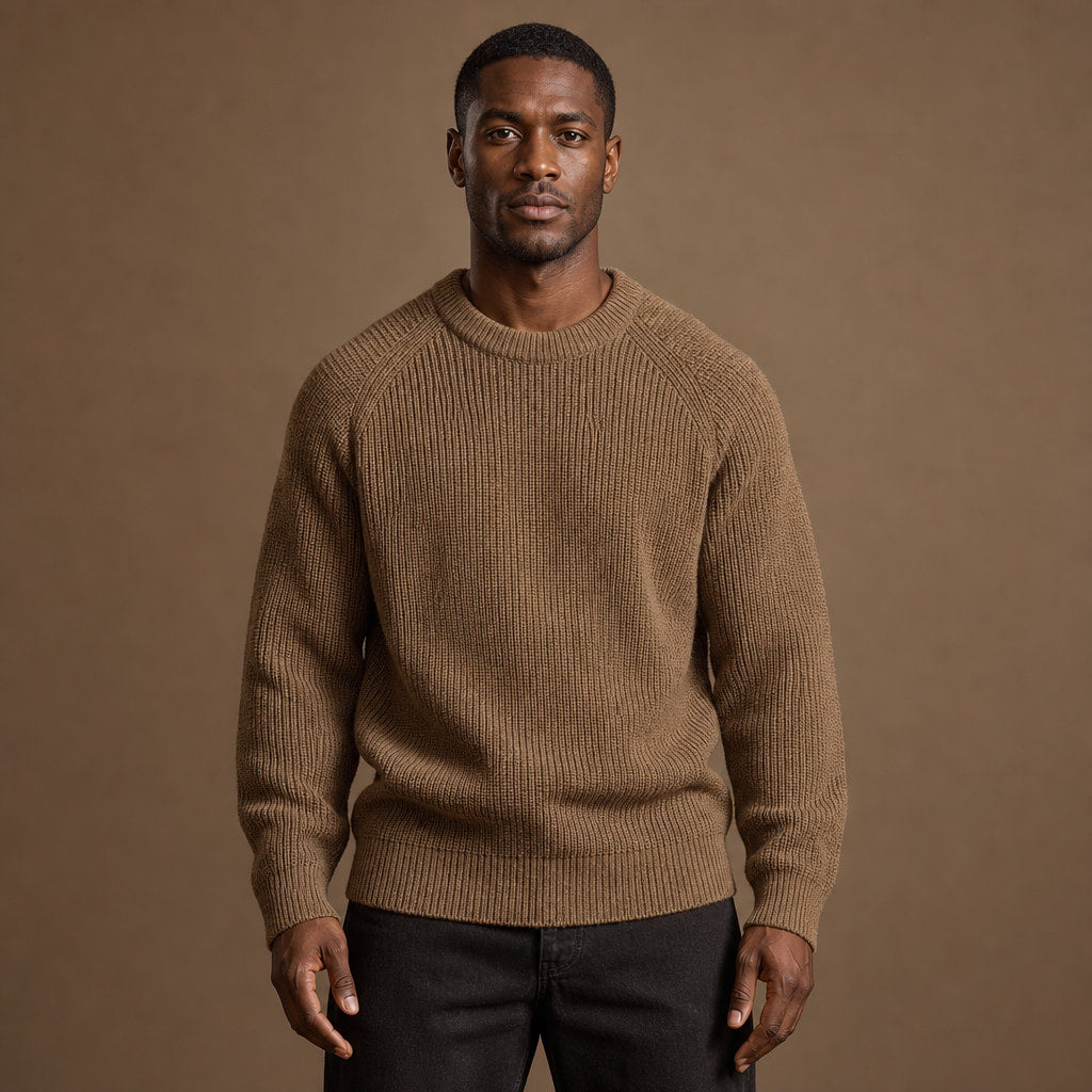 Lucas Ribbed Crewneck in Chestnut – Tarlano Premium Menswear