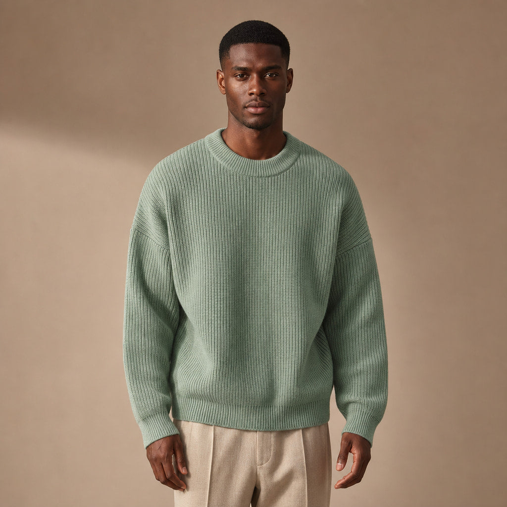 Lucas Ribbed Crewneck in Light Green – Tarlano Premium Menswear