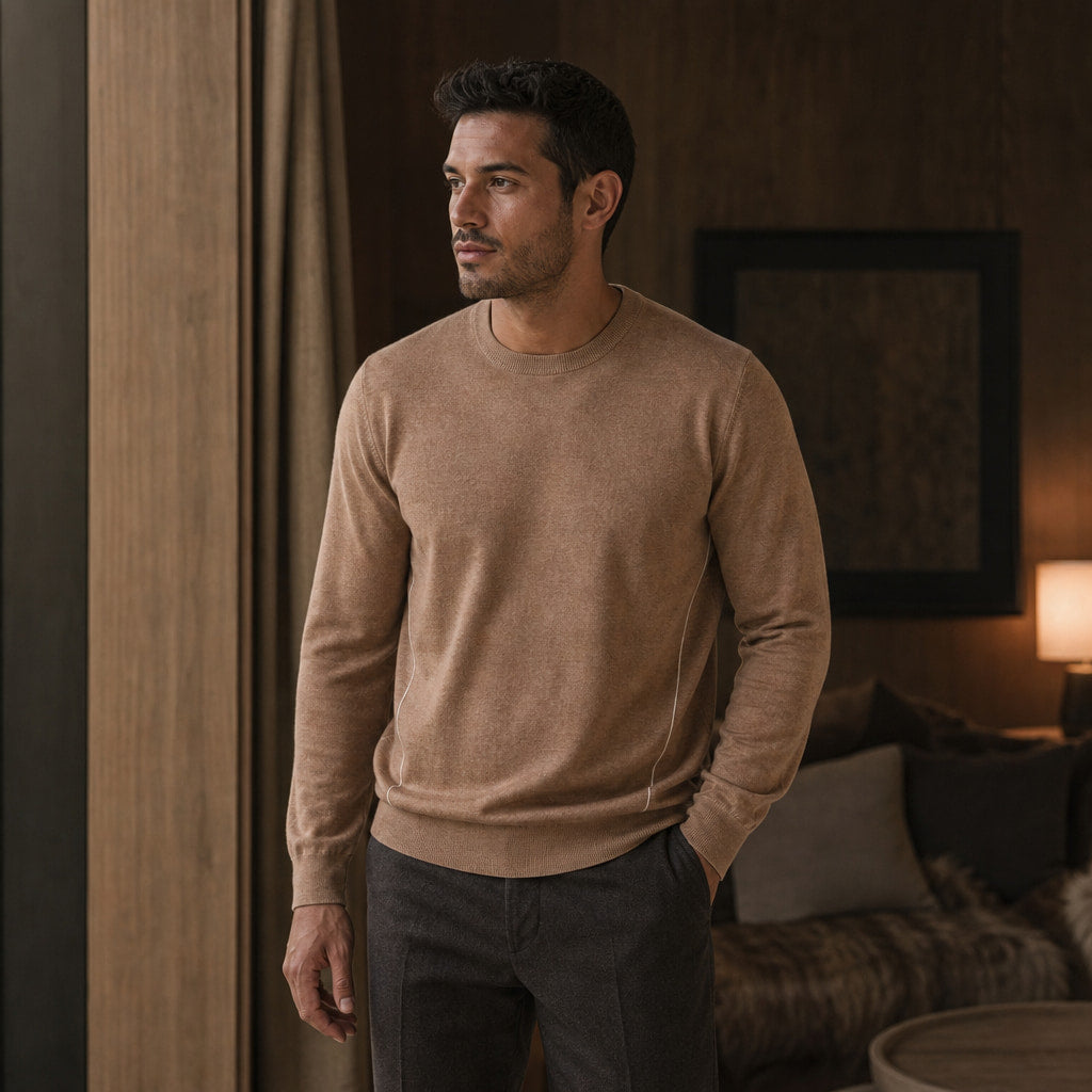 Marchetti Knit Crewneck Camel – Styled Editorial Shot
