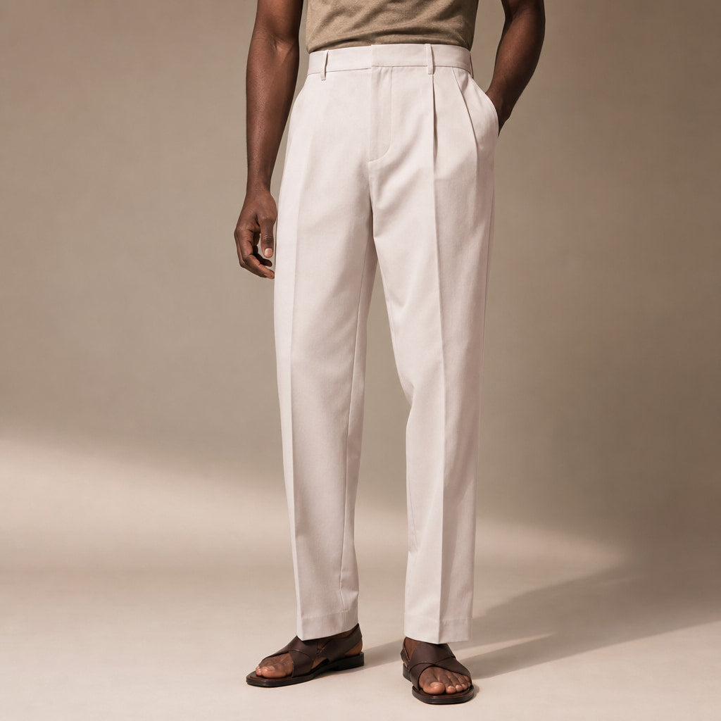 Dress Pants Pleated Front Regular Fit Beige – Product Photo