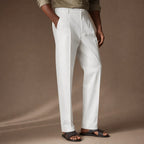 Dress Pants Pleated Front Regular Fit Ivory – Side Angle View