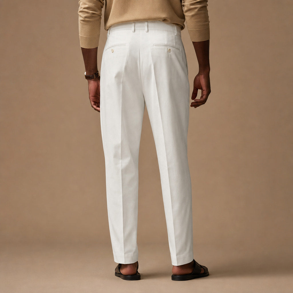 Dress Pants Pleated Front Regular Fit Ivory – Full Look