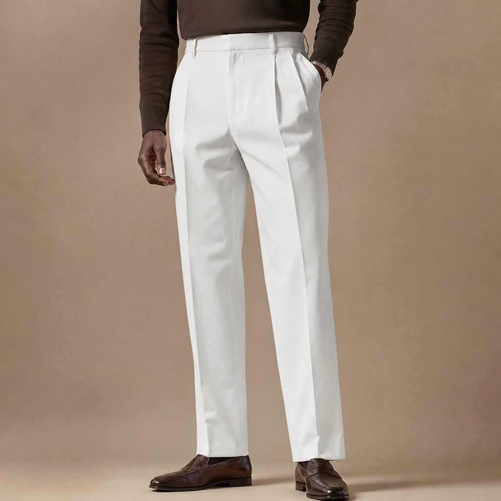 Dress Pants Pleated Front Regular Fit Ivory – Product Photo