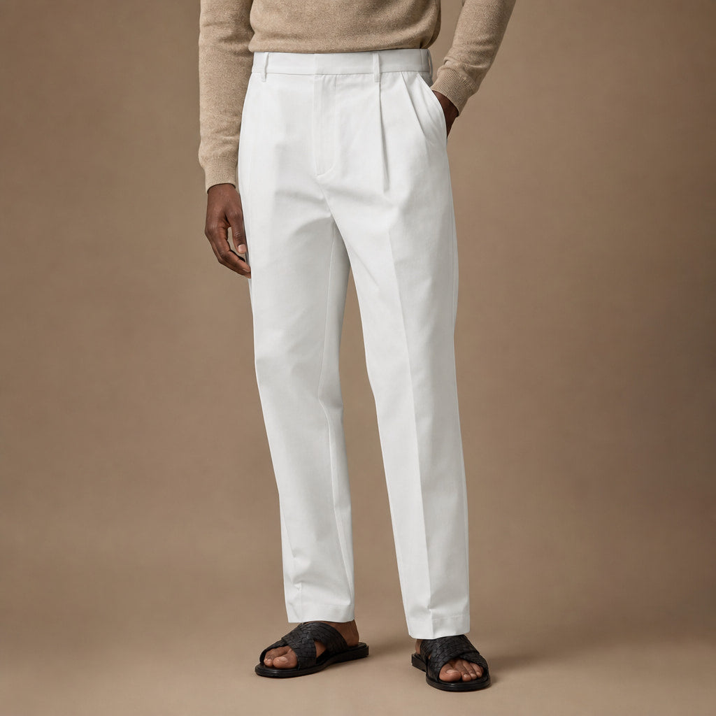 Dress Pants Pleated Front Regular Fit in Ivory – Tarlano Premium Menswear
