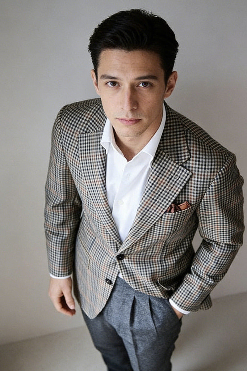 Marlon | Houndstooth Blazer Single Breasted Gray – Product Photo