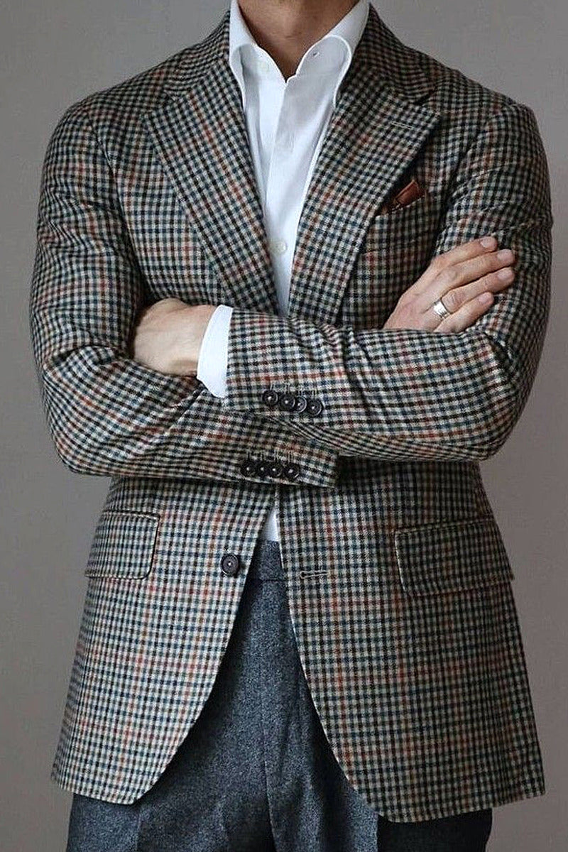 Marlon | Houndstooth Blazer Single Breasted Gray – Premium Editorial