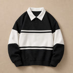 Polo Sweatshirt Cotton Winter Knit Black – Product Photo