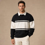 Polo Sweatshirt Cotton Winter Knit in Black – Tarlano Premium Menswear
