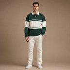 Polo Sweatshirt Cotton Winter Knit Dark Green – Full Look