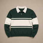 Polo Sweatshirt Cotton Winter Knit Dark Green – Product Photo