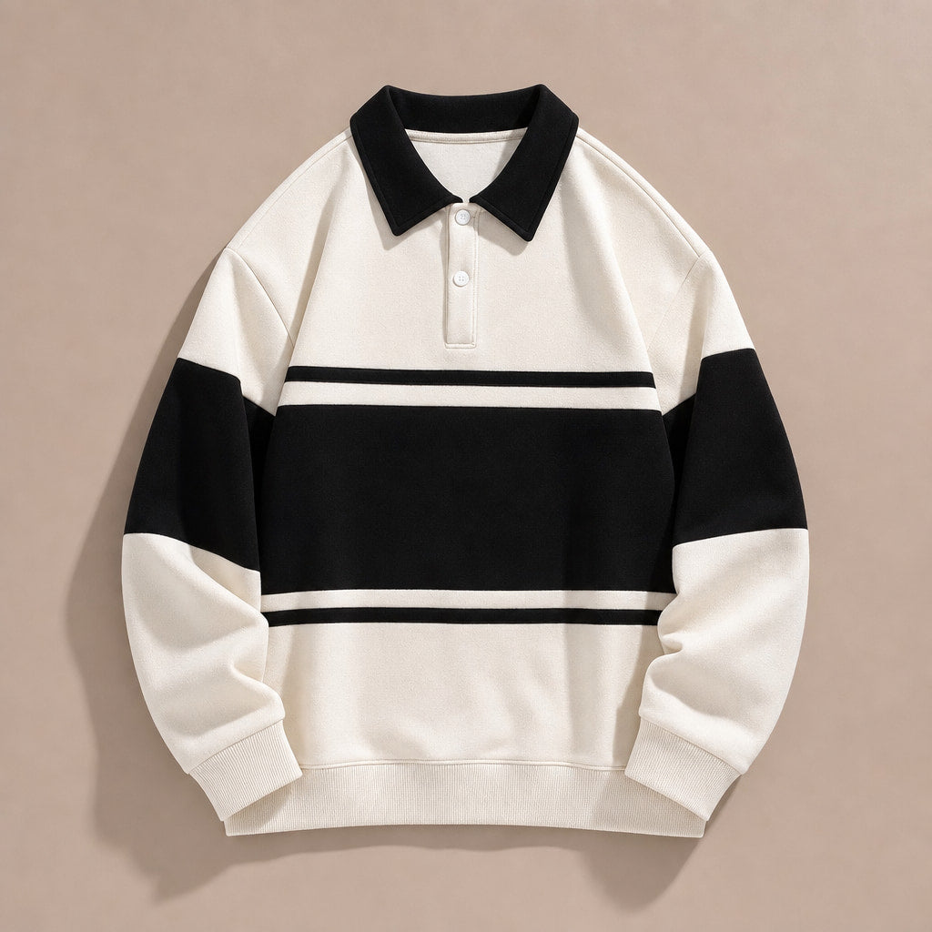 Polo Sweatshirt Cotton Winter Knit Off White – Product Photo
