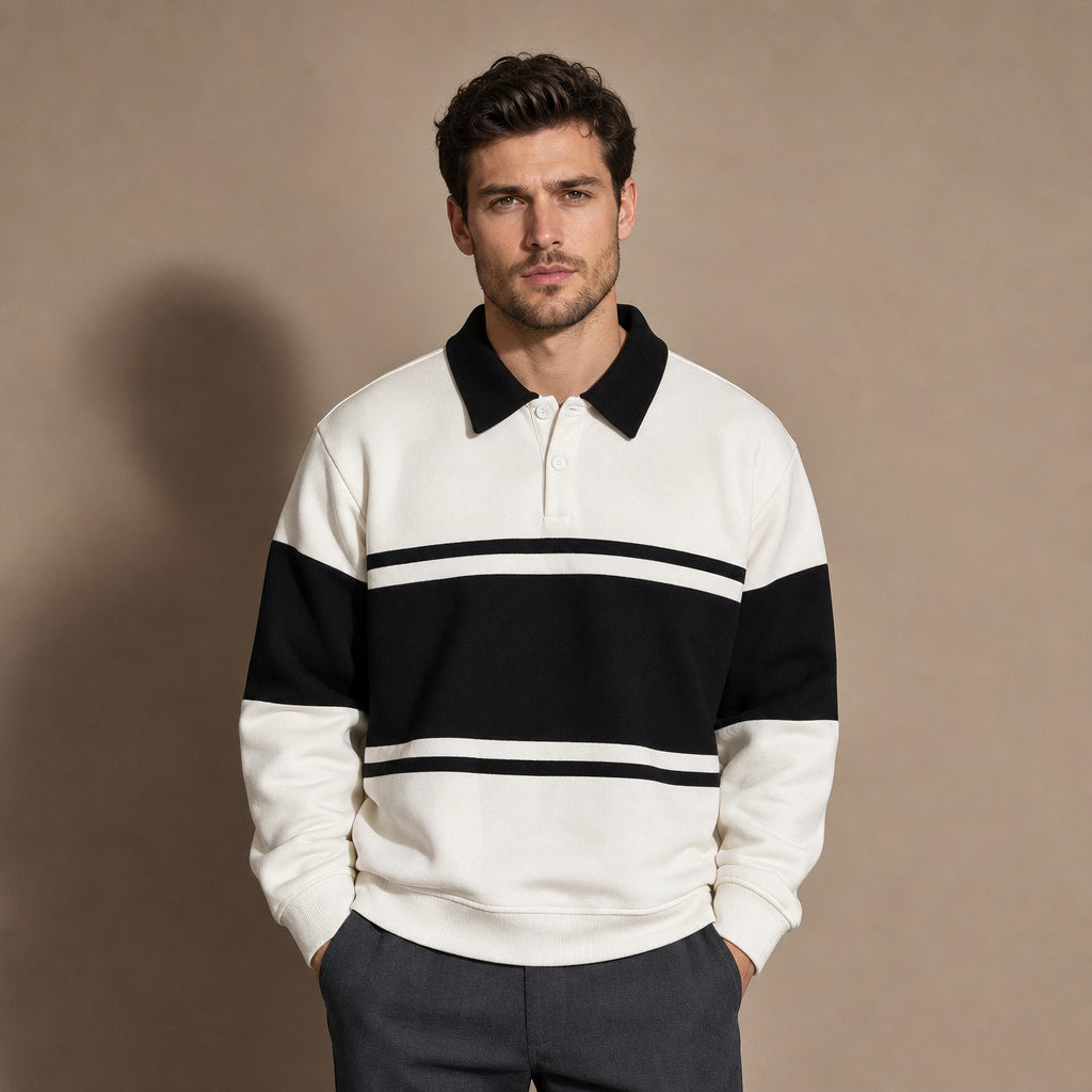 Polo Sweatshirt Cotton Winter Knit in Off White – Tarlano Premium Menswear