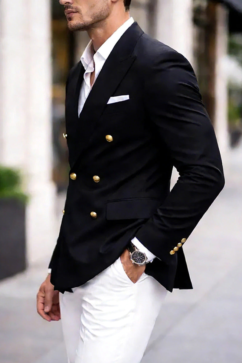 Marnox | Double Breasted Blazer Gold Buttons Black – Product Photo