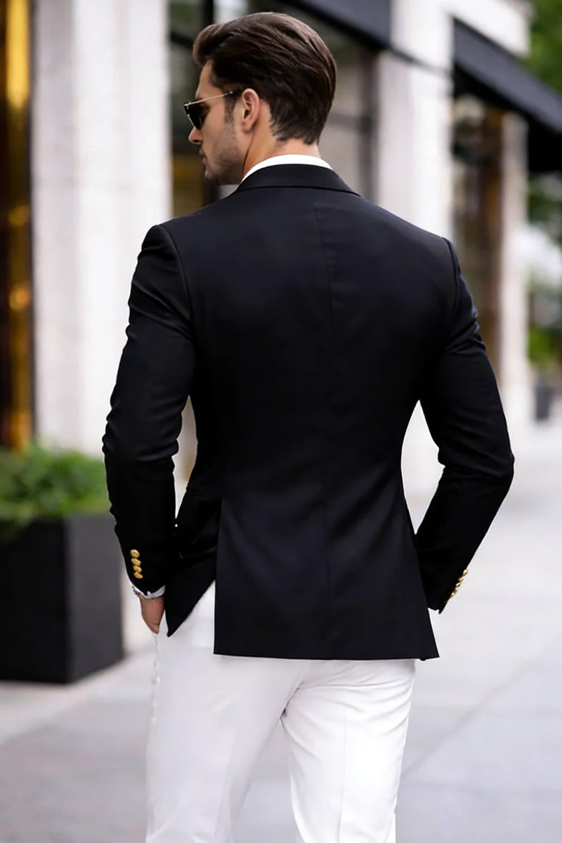 Marnox | Double Breasted Blazer Gold Buttons Black – Product Photo