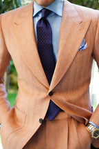Marsand | Herringbone Suit Single Breasted Orange – Product Photo
