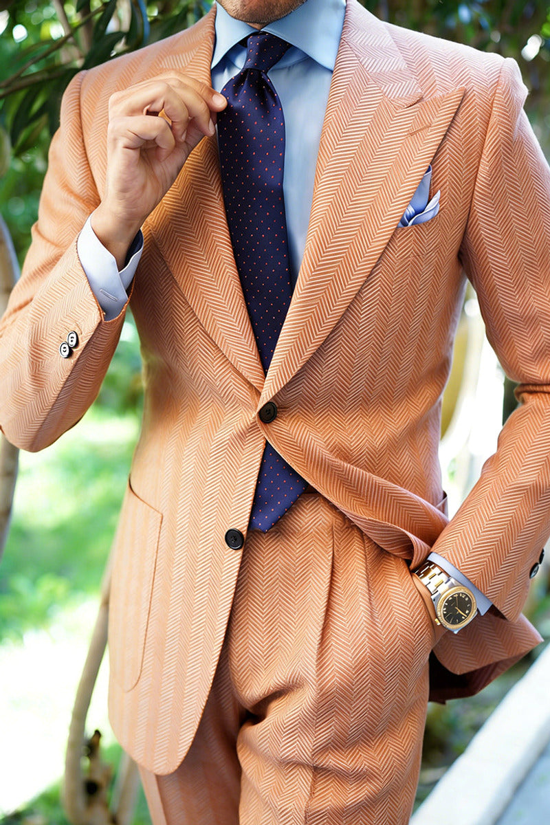 Marsand | Herringbone Suit Single Breasted Orange – Premium Editorial