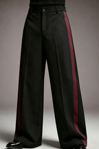 Marsden | Wide Leg Trousers Burgundy Side Stripe – Premium Editorial