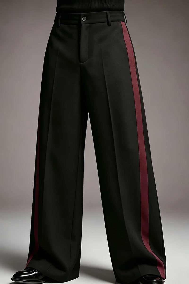 Marsden | Wide Leg Trousers Burgundy Side Stripe – Premium Editorial