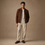 Marvin Dark Brown Suede Leather Bomber Jacket For Men Brown – Full Look
