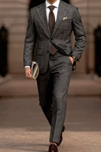 Marwick | Single Breasted Suit Checked Dark Gray – Product Photo