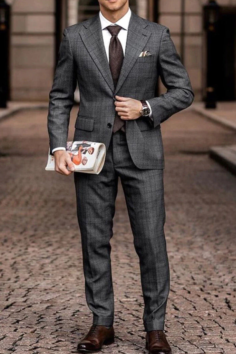 Marwick | Single Breasted Suit Checked Dark Gray – Product Photo
