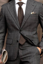 Marwick | Single Breasted Suit Checked Dark Gray – Premium Editorial