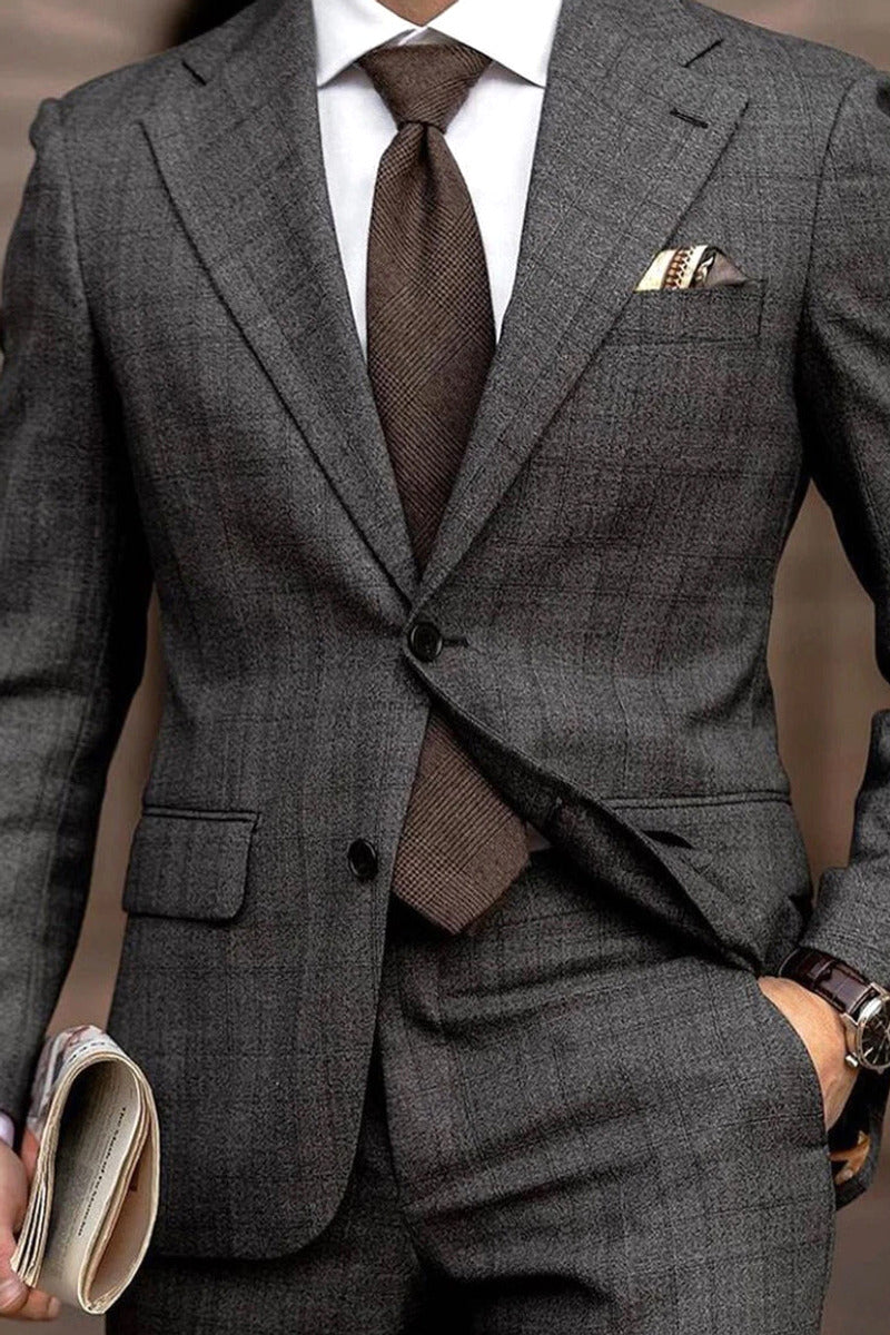 Marwick | Single Breasted Suit Checked Dark Gray – Premium Editorial