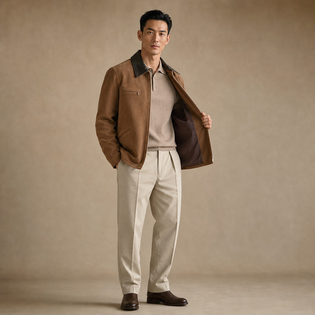 Marzano Moleskin Coat Brown – Side Angle View