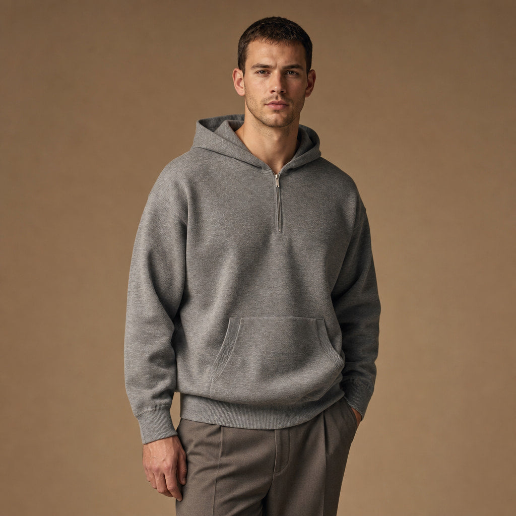 Melford Knit Hoodie Dark Gray – Side Angle View