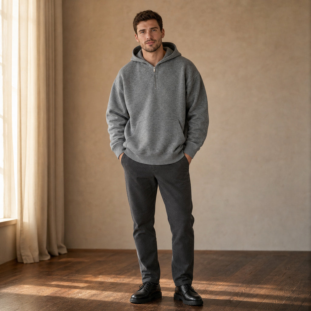 Melford Knit Hoodie Dark Gray – Styled Editorial Shot