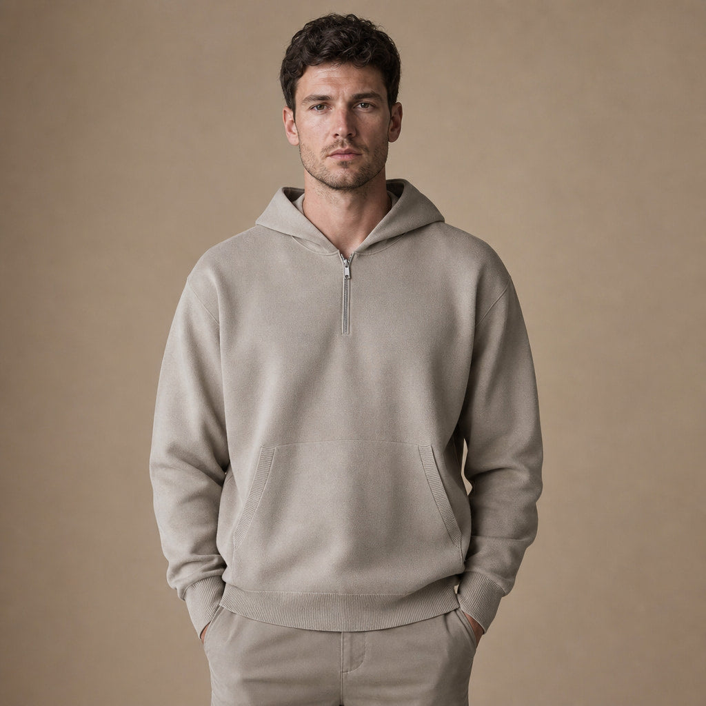 Melford Knit Hoodie in Stone – Tarlano Premium Menswear