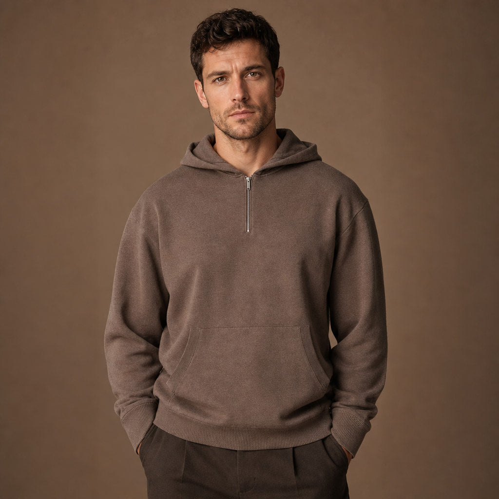 Melford Knit Hoodie in Taupe – Tarlano Premium Menswear