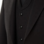 Men's 3-Piece Vested Suit Notch Lapel Single Pleat Pants Black Black – Fabric and Detail Close-Up