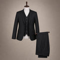 Men's 3-Piece Vested Suit Notch Lapel Single Pleat Pants Black Black – Product Photo