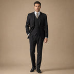 Men's 3-Piece Vested Suit Notch Lapel Single Pleat Pants Black in Black – Tarlano Premium Menswear