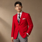 Mens Blazer Classic Fit Poplin 2-Button Notch Lapel Red Red – Side Angle View