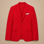 Mens Blazer Classic Fit Poplin 2-Button Notch Lapel Red Red – Flat Lay Product Photo