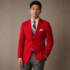 Mens Blazer Classic Fit Poplin 2-Button Notch Lapel Red Red – Product Photo