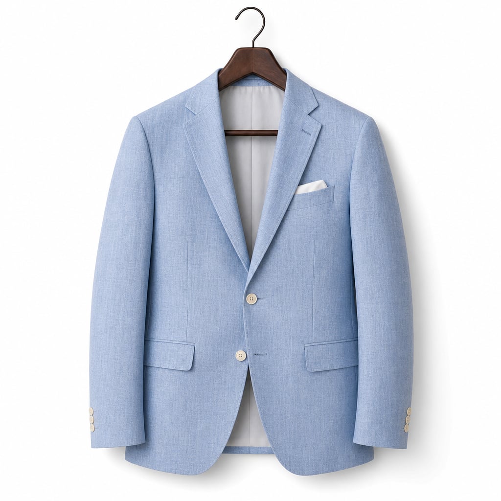 Mens Blazer Linen-Blend Lapel Tailored Fit Blue – Product Photo