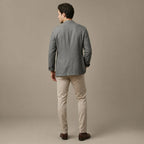 Mens Blazer Linen Notch Lapel Two-Button Gray – Side Angle View
